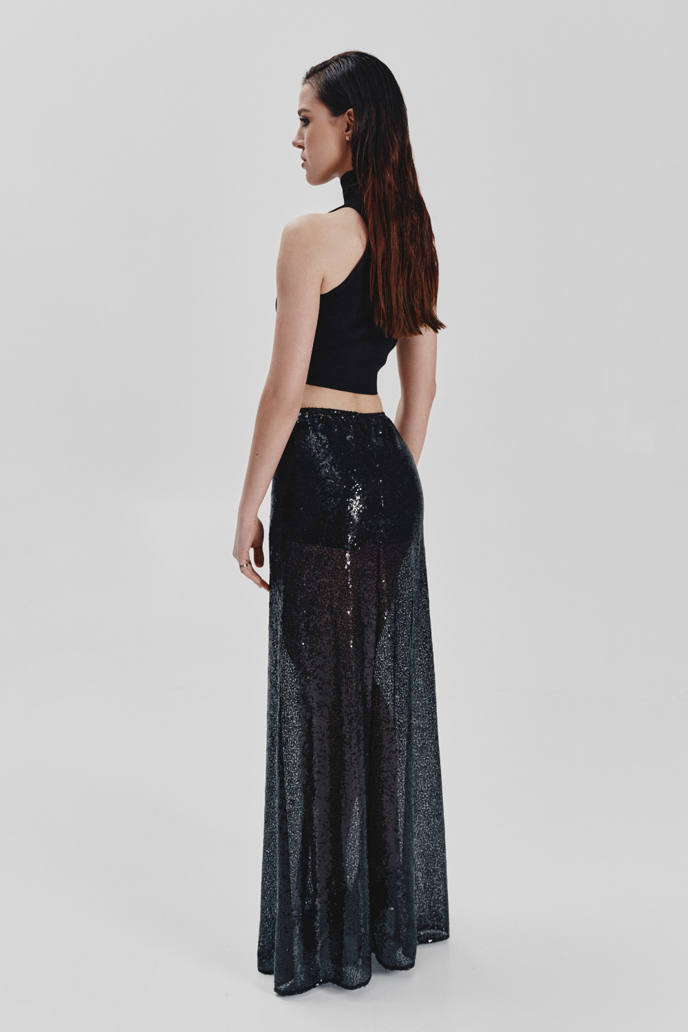 Skirt, maxi with sequins, black, (Sabotage), SBTG_0010