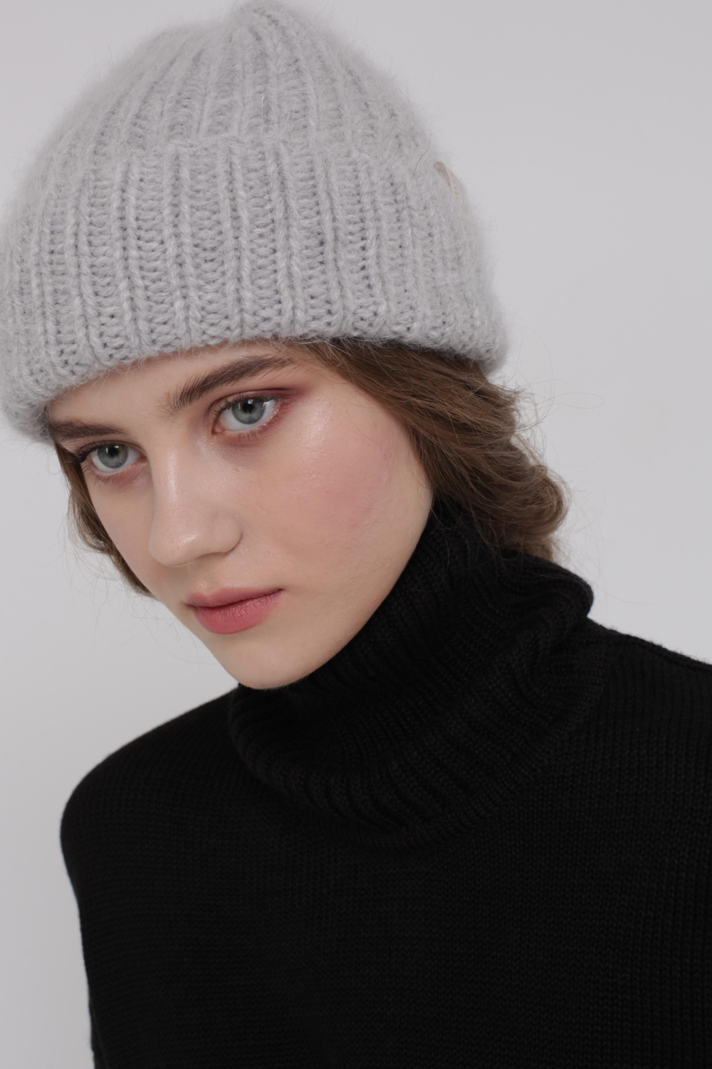 Берет ангорський, сірий, (Miss Secret), капелюх-001-сірий