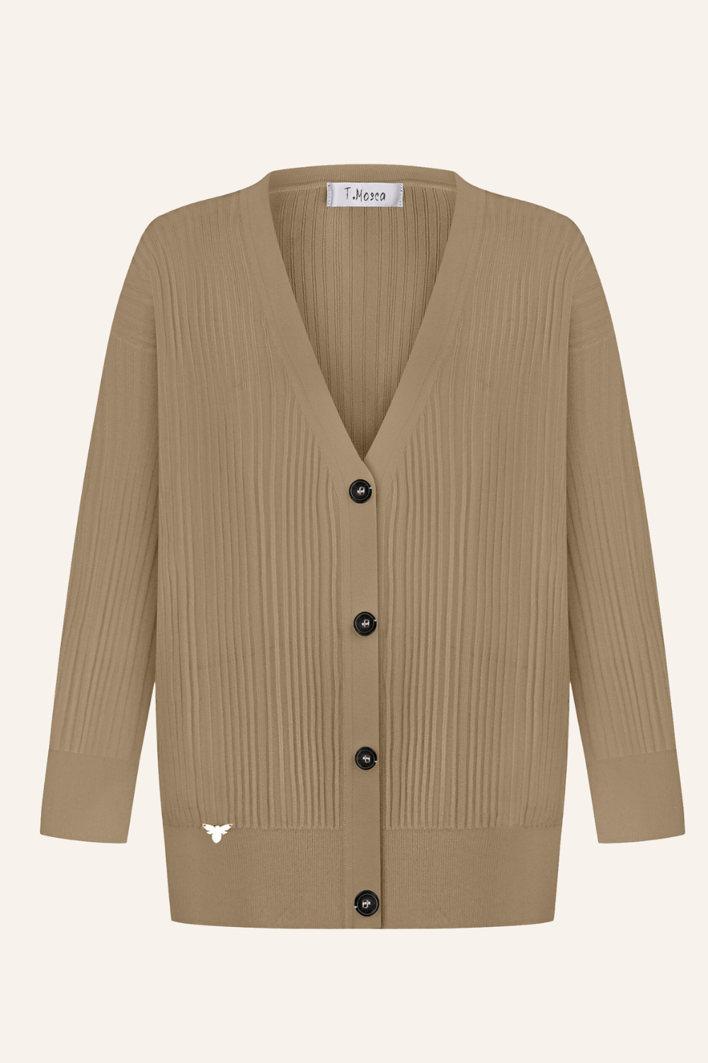 Knitted cardigan, beige (T.Mosca), GOL24-04