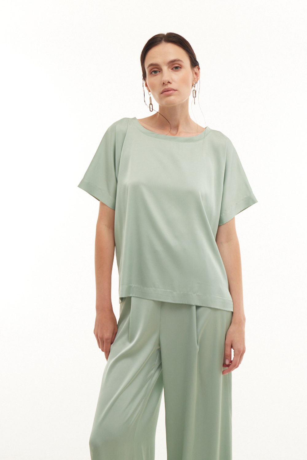Pistachio Green Silk T-Shirt BASIC (Mint) 22009