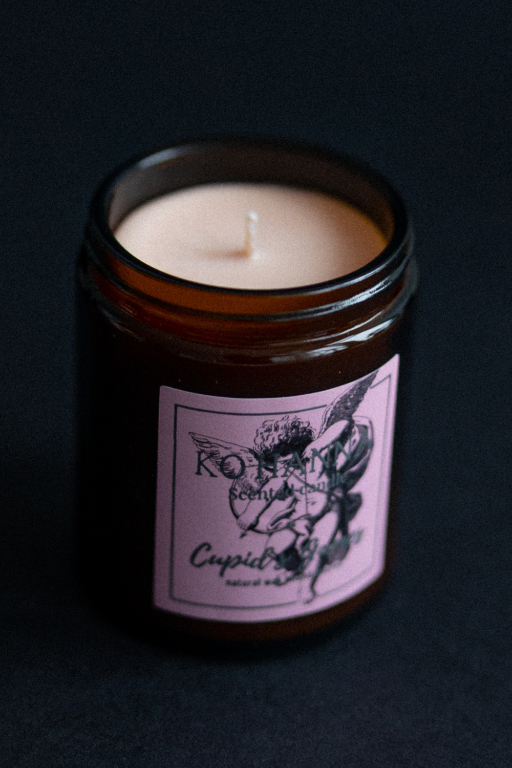Brown glass, handmade scented candle, Cupid`s Games, 180 ml. (KO&