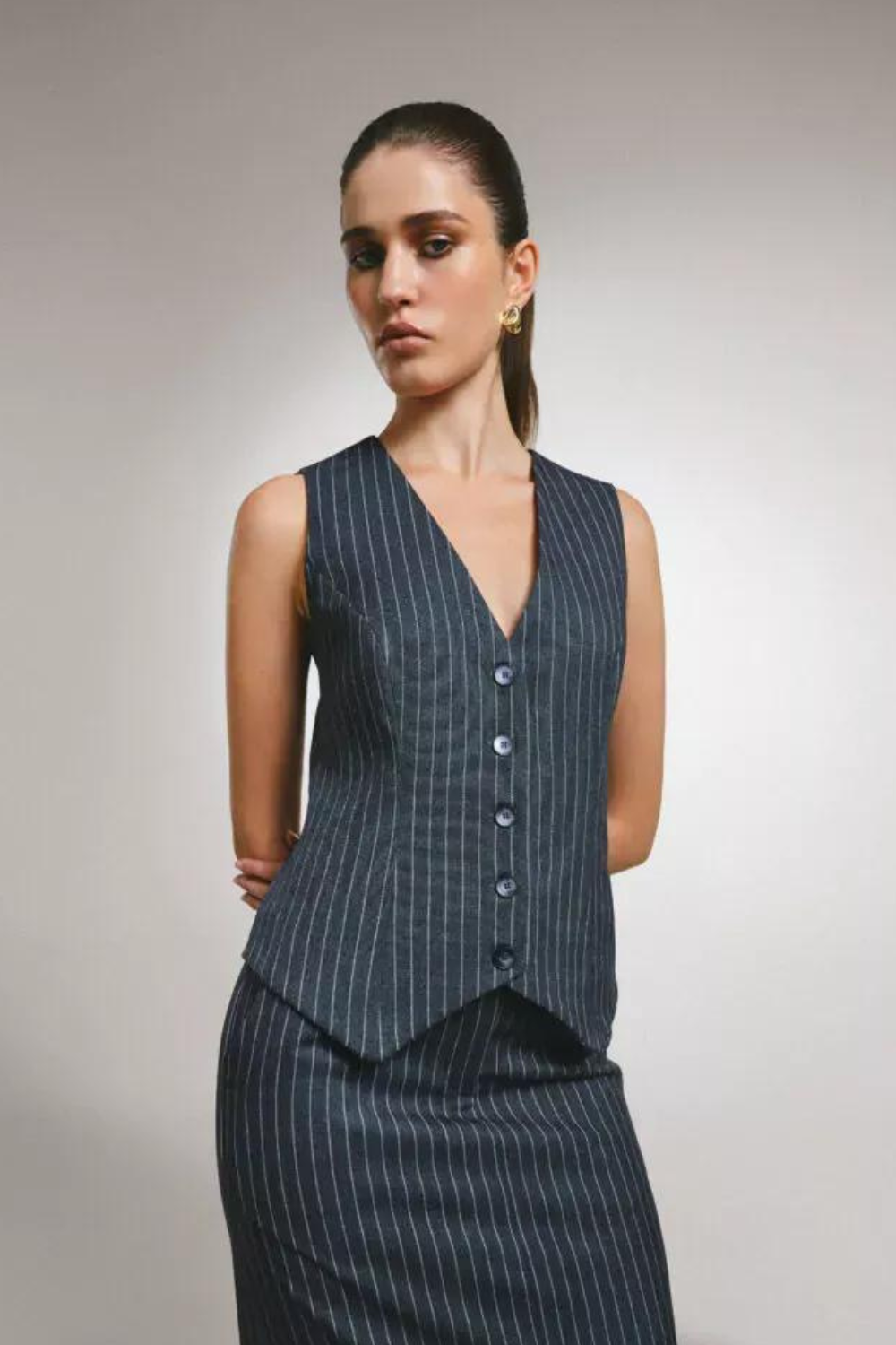 Vest made of textile material in stripes (MYxMY) 34323