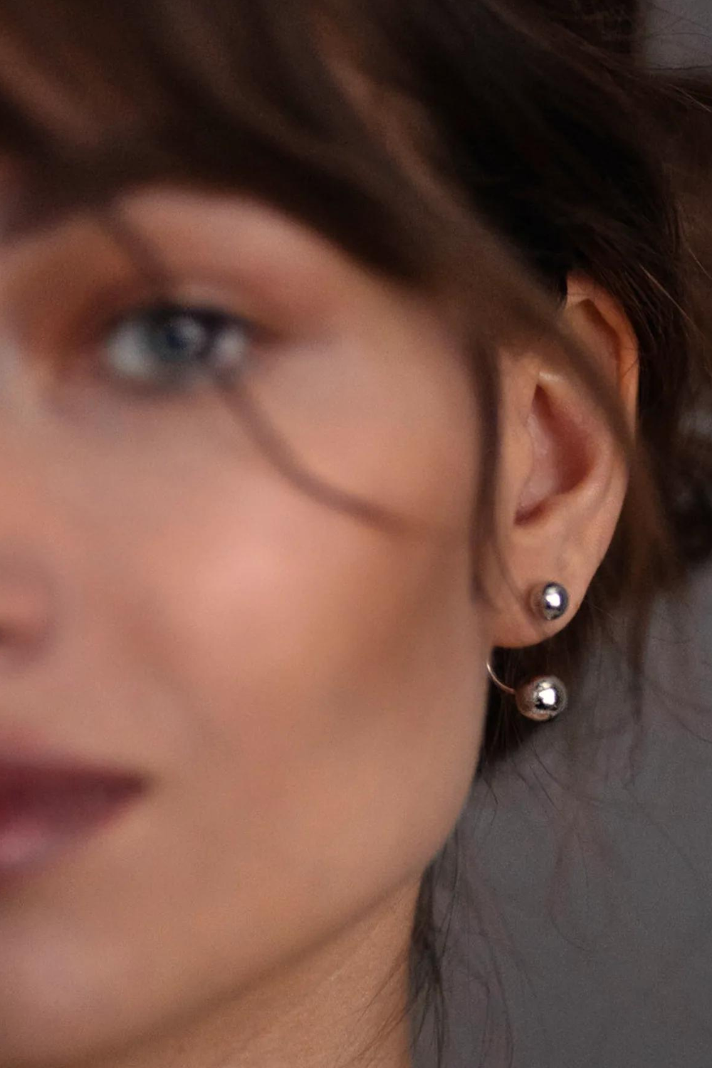 Silver earrings double Balls (SilveAmo) C21212