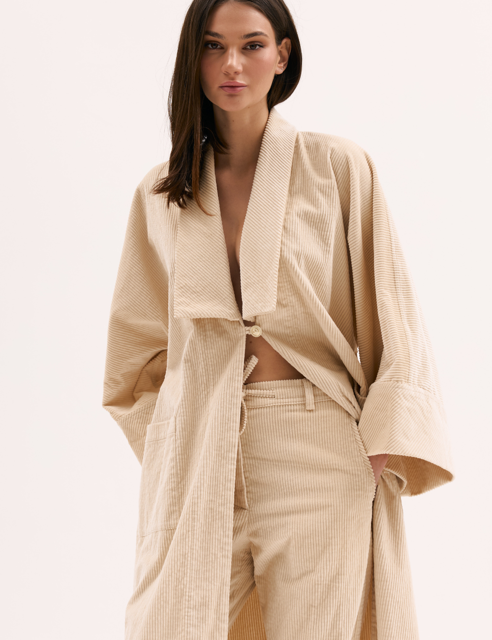 Béžové manšestrové kalhoty (XM by Malinovska)