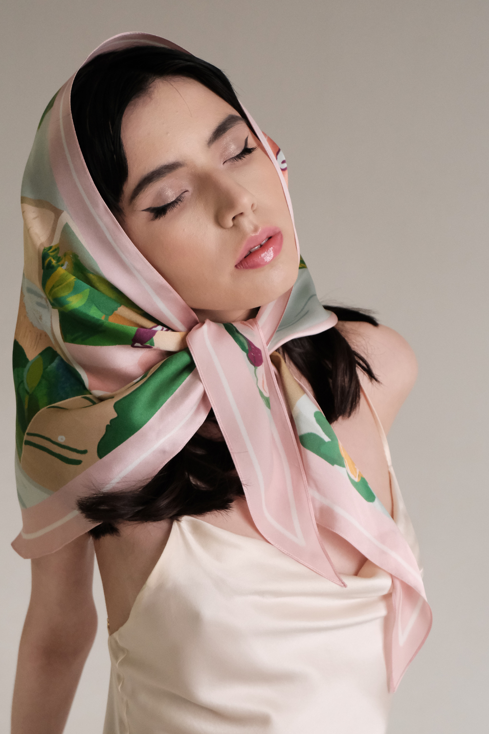 Silk scarf &quot;Navka&quot; with double-sided print (Nesamovyto) MV1W