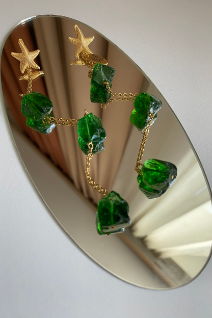 Long earrings with cavorite (green) (PURPURE QUEEN) PPQ18