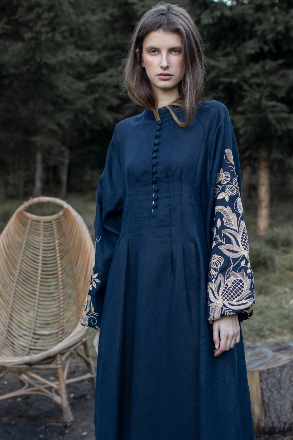 Šaty Hranatova Loza, béžová tmavě-modrá, (Gaptuvalnya), G_0061