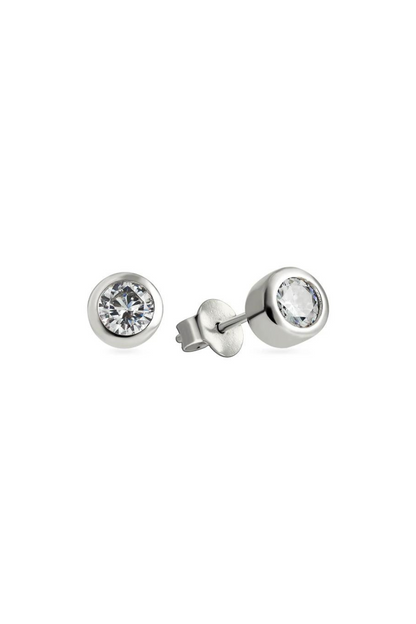 Silver stud earrings Bright zircons (SilveAmo), C2F1374