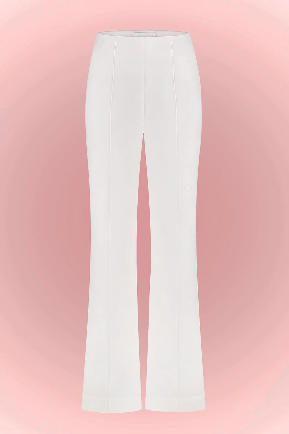 Flared Hem and Pleat Pants (Total White) SS2312