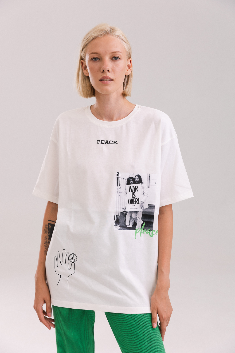 Tričko s potiskem - PEACE John Lennon (Adamská) 1185