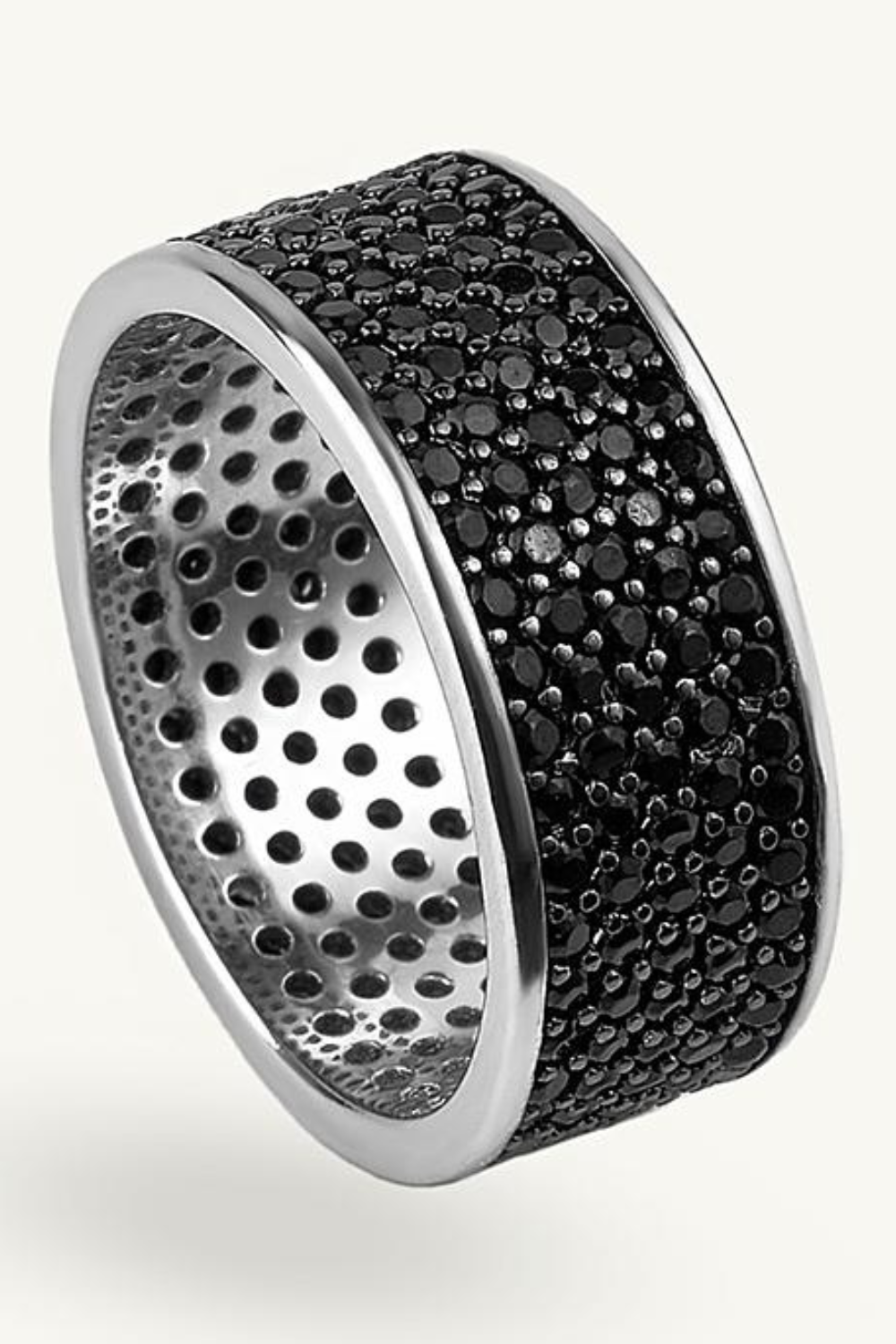 Luxury silver ring Black zircons (SILVERAMO), KK2FO1.372