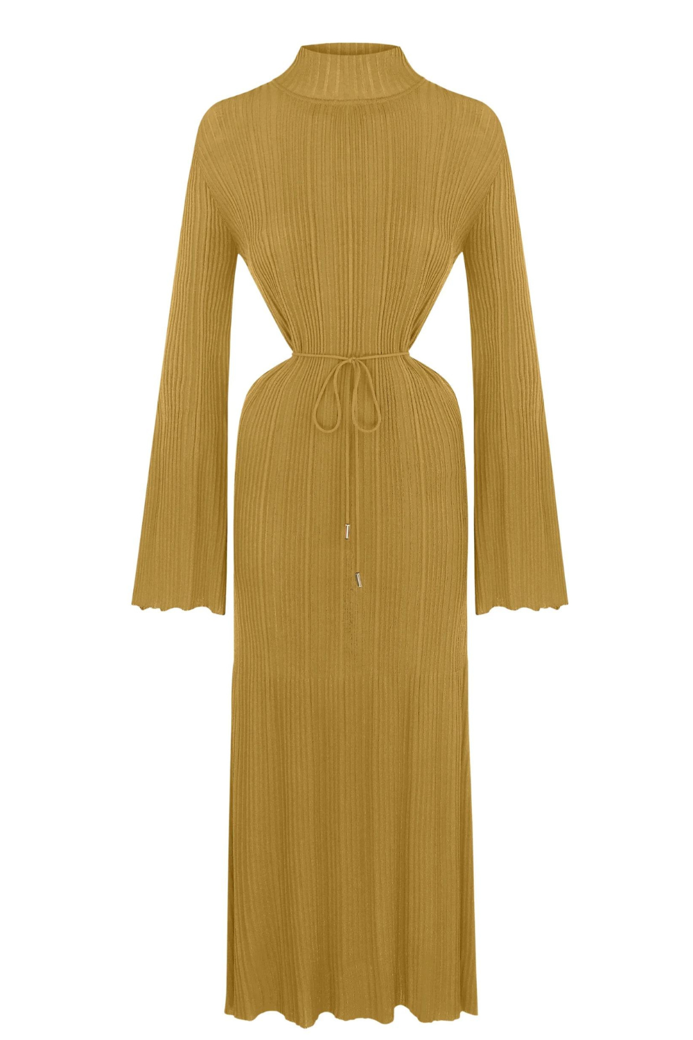 Mustard color knit dress with cutouts at the waist (K.KVIT, T.MOSCA) PDJ23-07