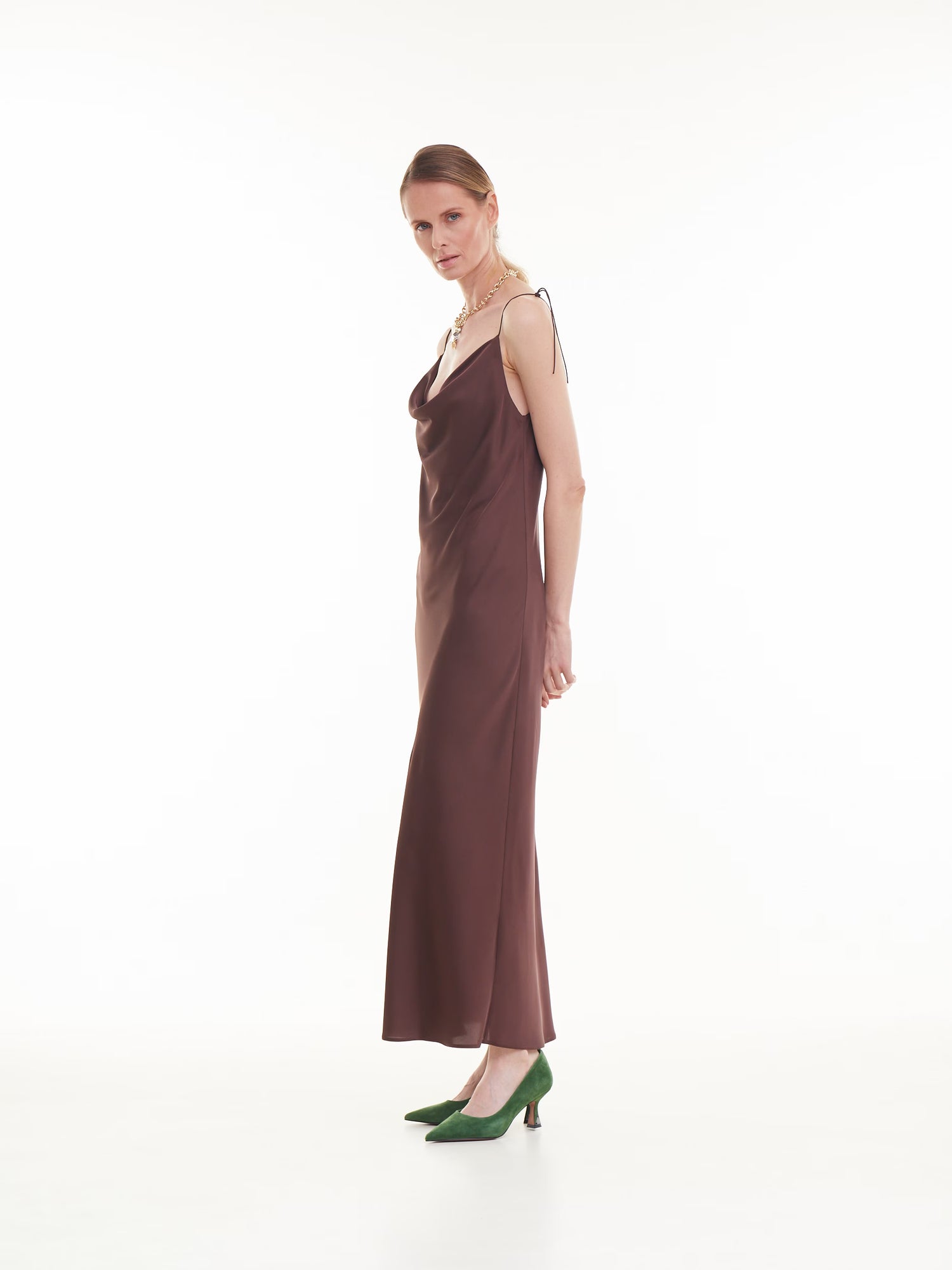 Brown maxi dress MINT (Mint) 01806