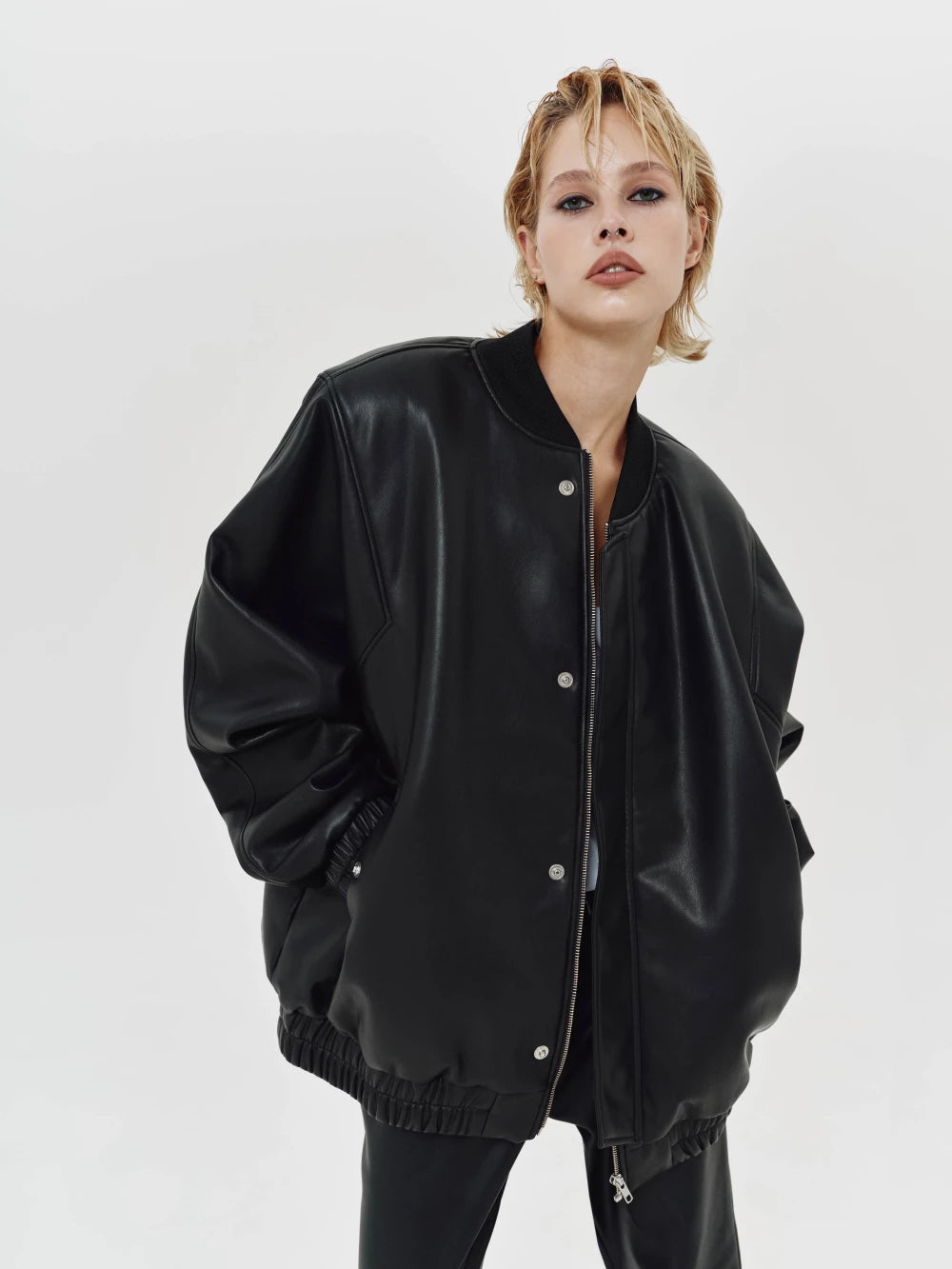 Leather bomber jacket, (KeepStyle) 2000000210353