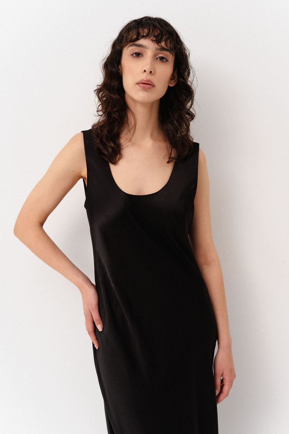 Šaty slip dress, černé, S-M, (Corsis), 21-003