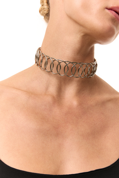 KARMA WIDE Choker, Silver, (GrainsDeVerre), CHK01W