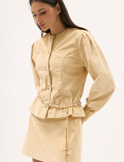 Міні-спідниця з оксамиту пісочного кольору (XM by Malinovska)