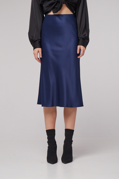 Tmavě modrá maxi sukně s elastickým pasem (Mint) 2547