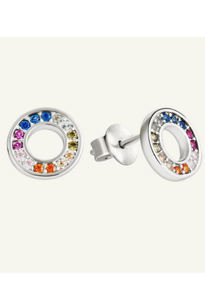 Silver stud earrings Colored zircons (SilveAmo), C2FC1553