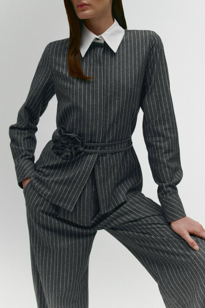 Kalhoty s proužkovaným vzorem z textilního materiálu (MYxMY) 16722