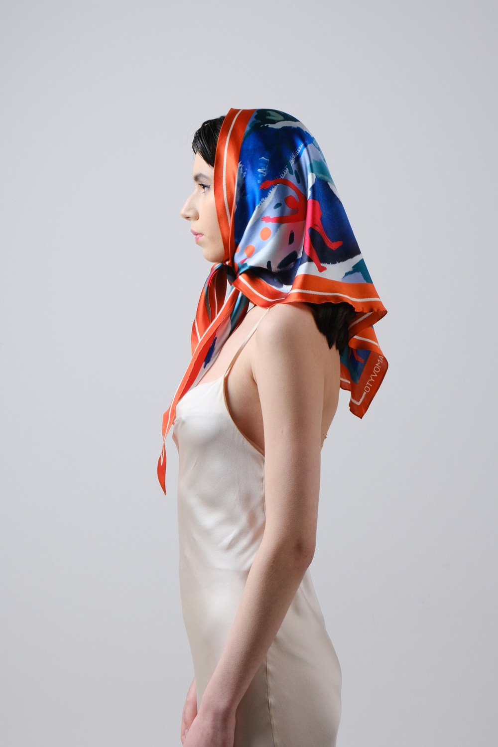 Silk scarf &quot;Where are you now&quot; with double-sided print (Nesamovyto) D2W