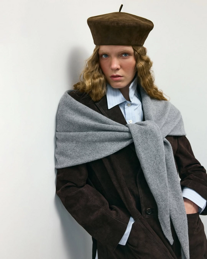 Шоколадний замшевий берет (Hoops)