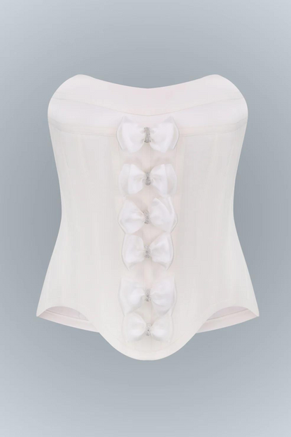 Corset top with bows, (TotalWhite), G2411