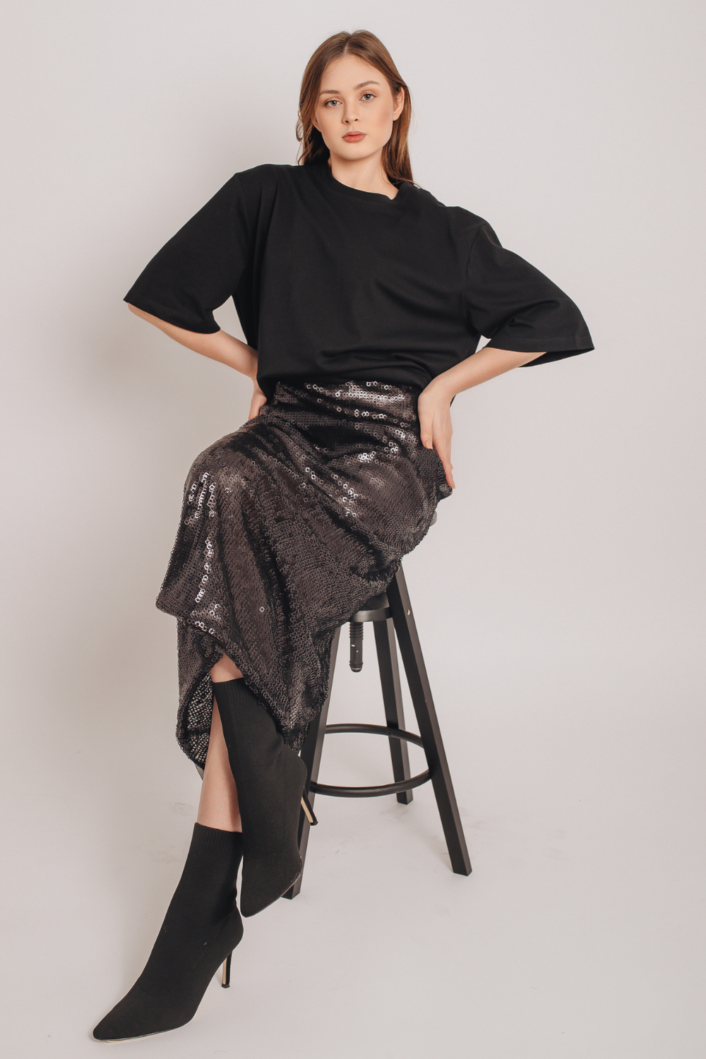 Sequin Maxi Skirt With Slit, (MashaBakaeva), B-24