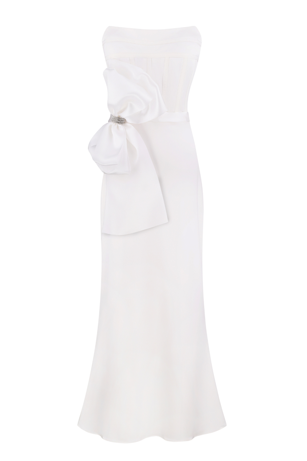 Organza midi dress with bow (Total White) G2409