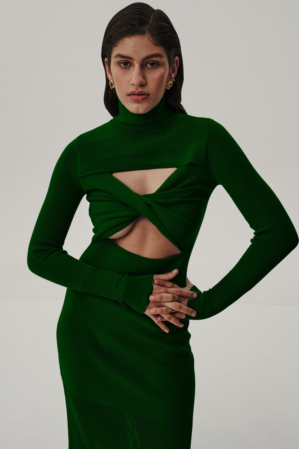 Трикотажна сукня з топом, зелена (T.Mosca) PEV23-01