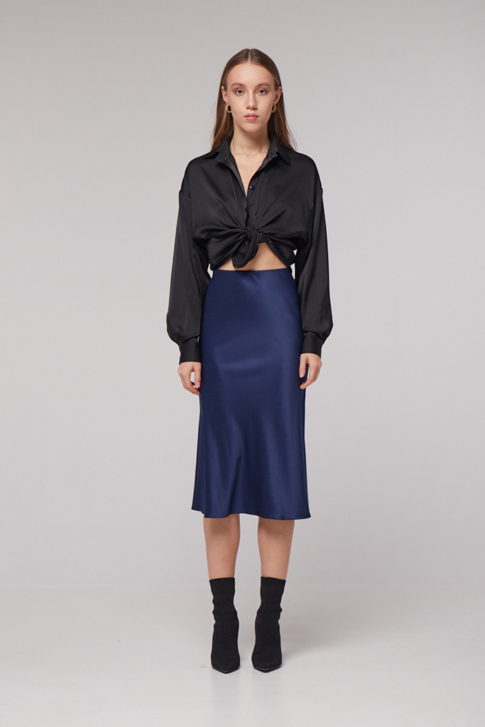 Tmavě modrá maxi sukně s elastickým pasem (Mint) 2546