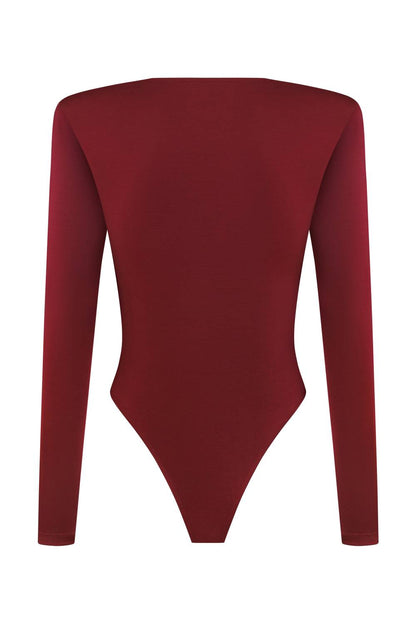 Body s hlubokým výstřihem do V vínová (Kolosova) K0026A