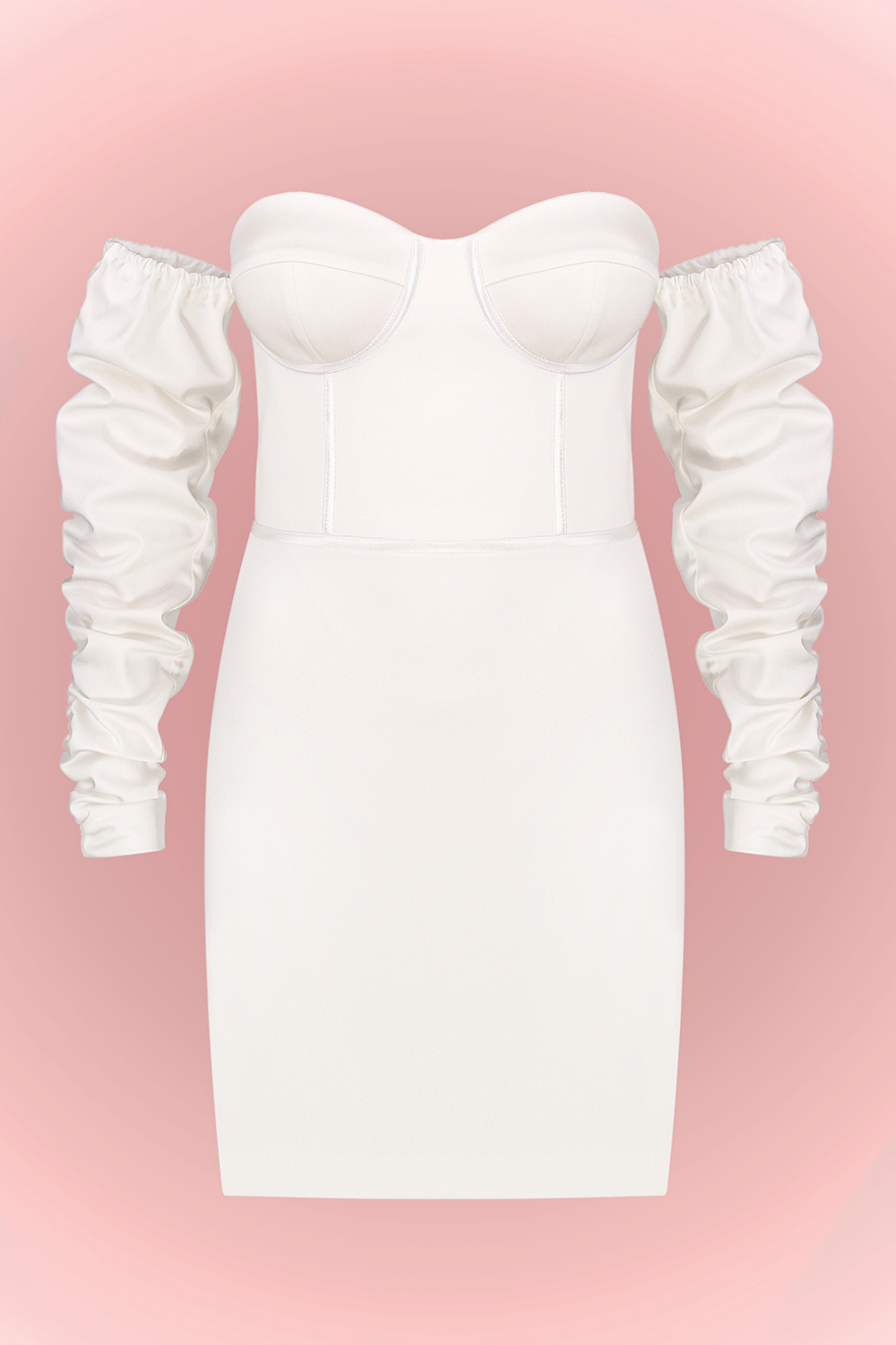 Mini šaty s rukávy (Total White) SS2309