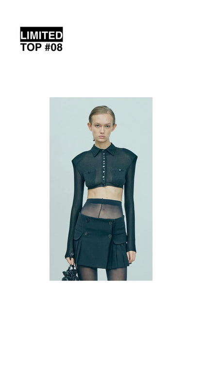 Crop top with voluminous shoulders, (Gudu), TP008SS24