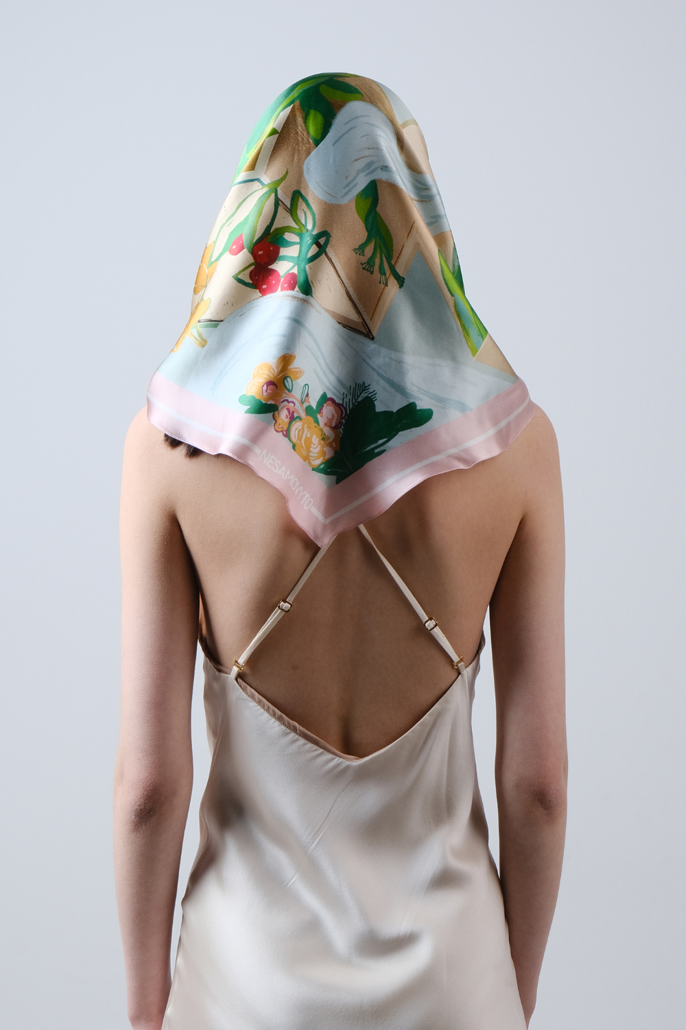 Silk scarf &quot;Navka&quot; with double-sided print (Nesamovyto) MV1W