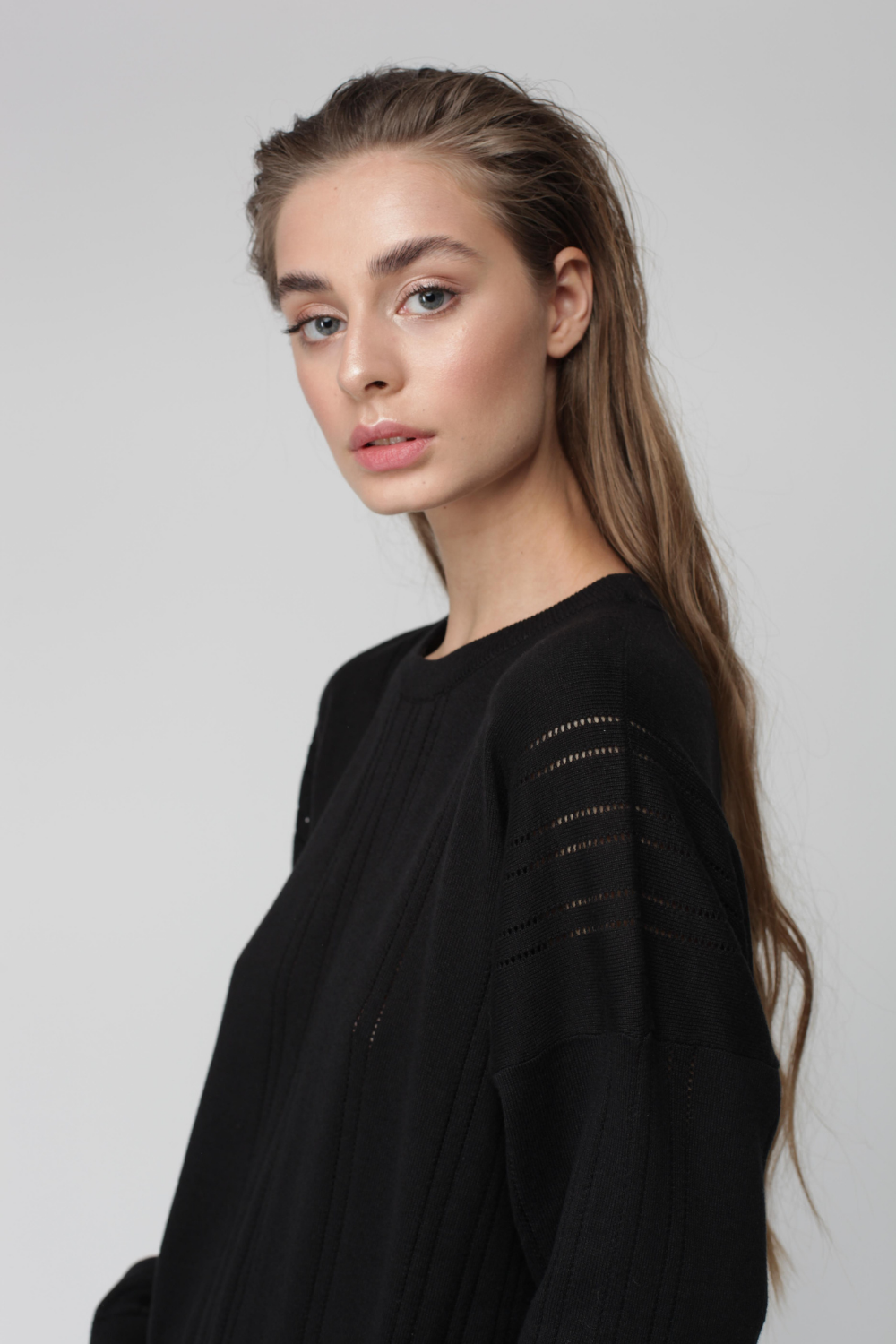 Svetr bavlněný krajkový (Miss Secret) PU-019-black