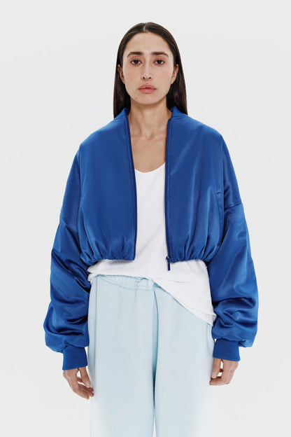 Satin bomber jacket electric blue, (KeepStyle) 2000000154275