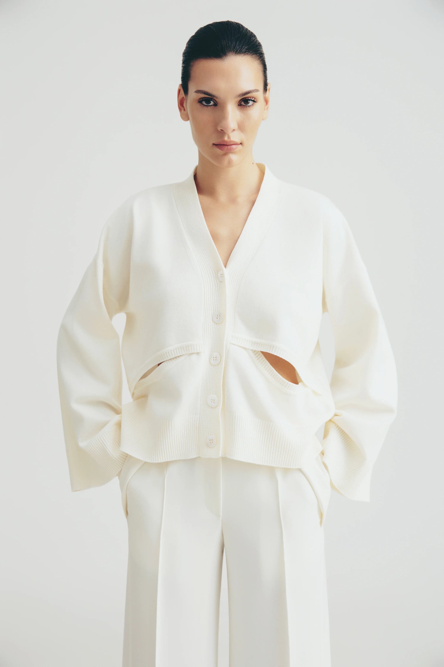 Kardigan na knoflíky, (Total White) SS2501