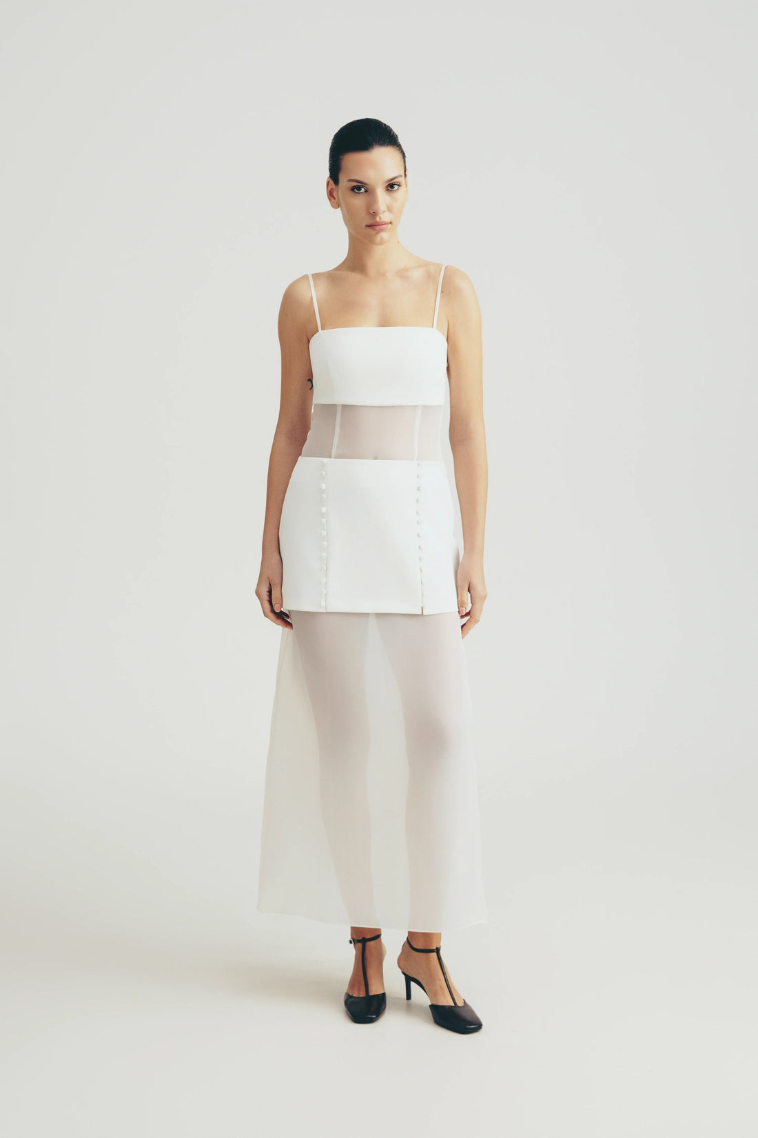 Сукня з прозорими деталями, (Total White) SS2509