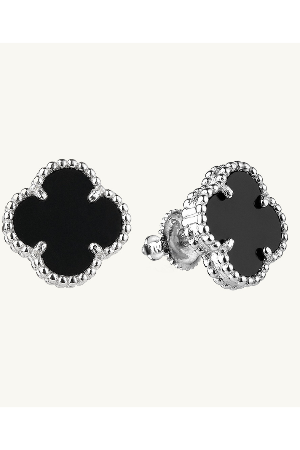 Luxury silver earrings Onyx flower (SILVERAMO), C2O.1595