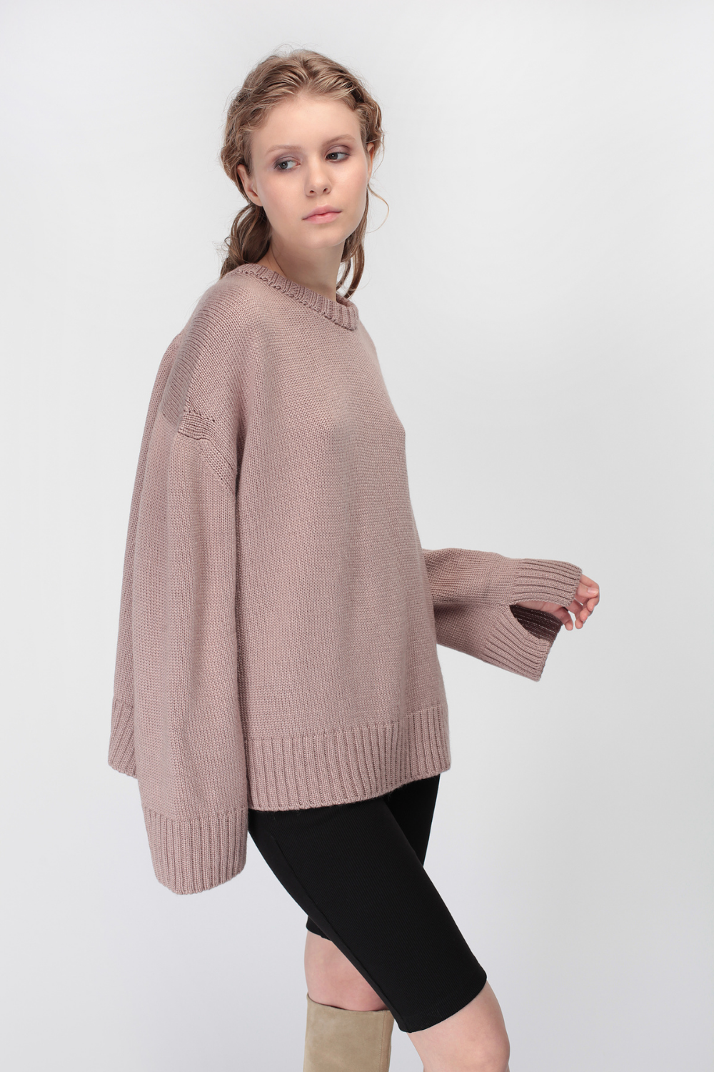 Voluminous wool pullover without neck (Miss Secret) PU-015