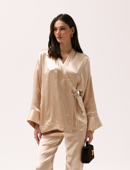Золота атласна кімоно-блузка (XM від Malinovska)