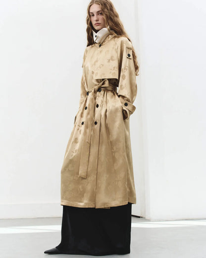 Béžový květovaný trenčkot (K.KVIT) , CSS260005