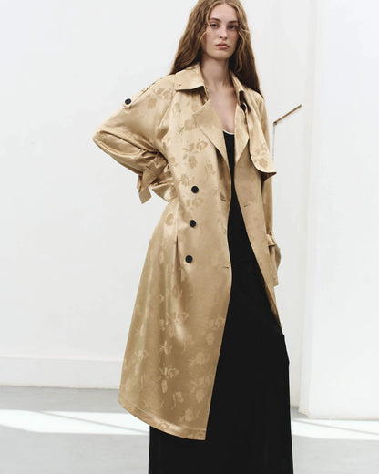 Béžový květovaný trenčkot (K.KVIT) , CSS260005