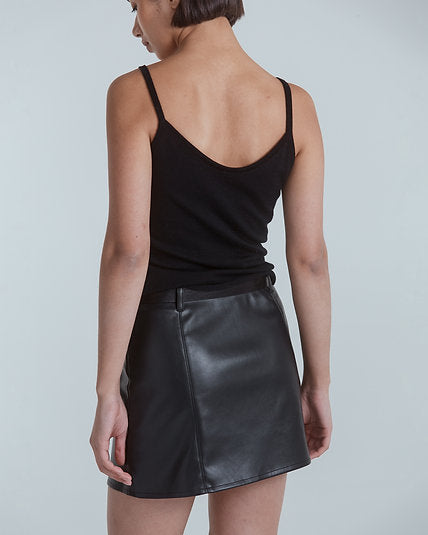 Leather Mini Skirt, Black, (KnitLab) Skirt_LEATHER