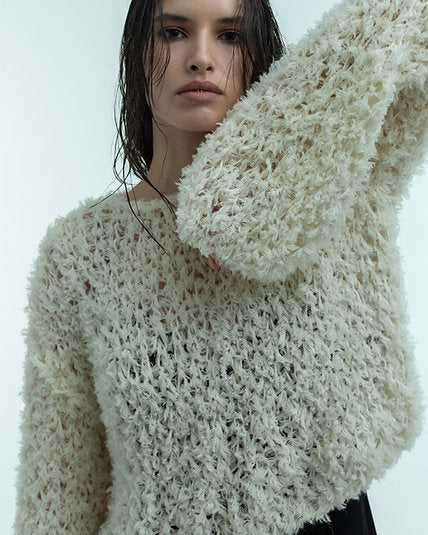 Meshed cream sweater, (KnitLab) Sweater_MESHED_creamy