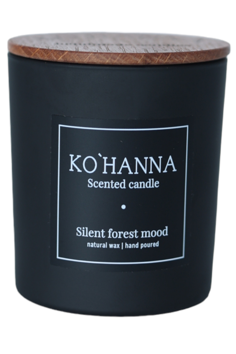 Black frosted glass, handmade scented candle, Mood of the Silent Forest, 250 ml. (KO&