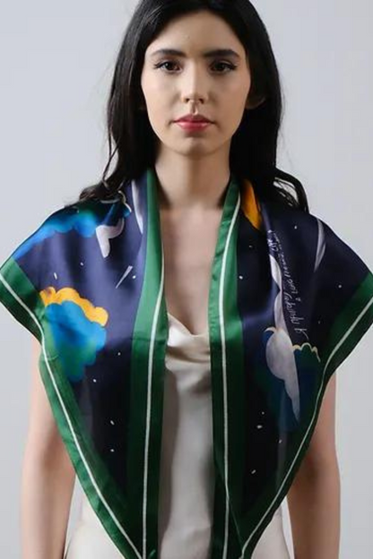 Silk scarf &quot;Nič yak mísačna&quot; with double-sided print, 140x90 cm, (Nesamovyto), N2W