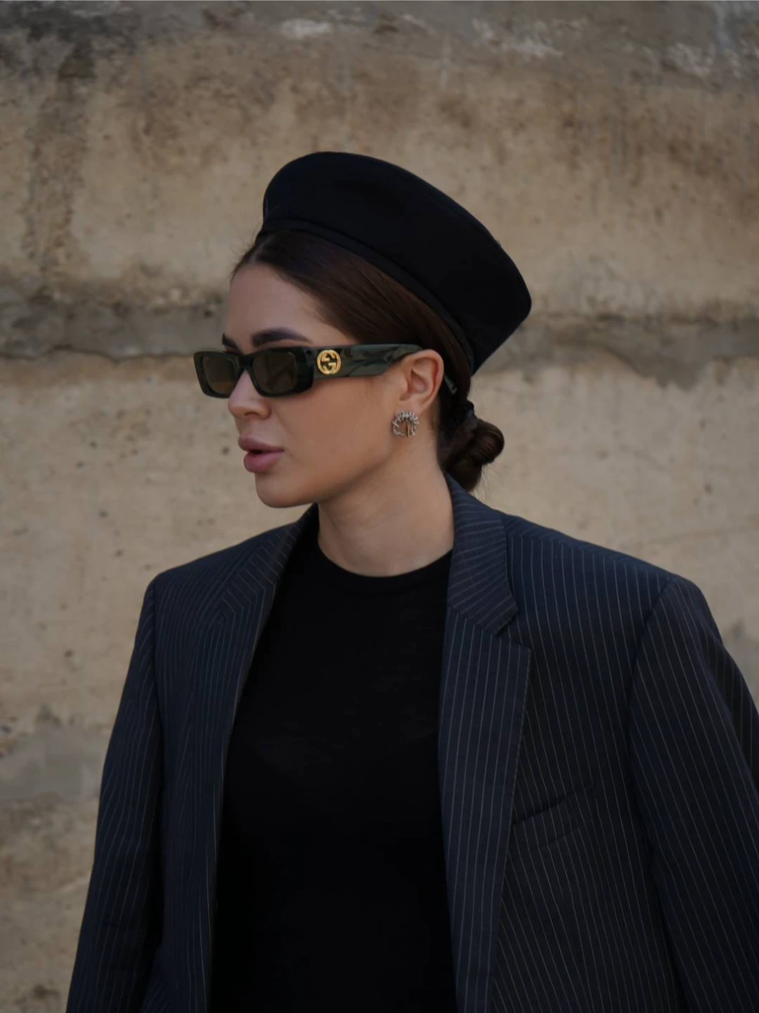 Černý bavlněný baret (Hoops)