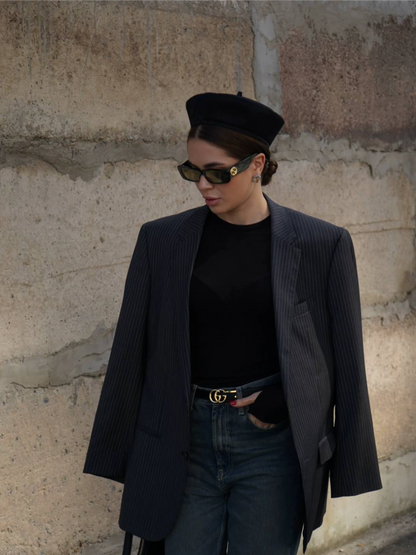 Černý bavlněný baret (Hoops)